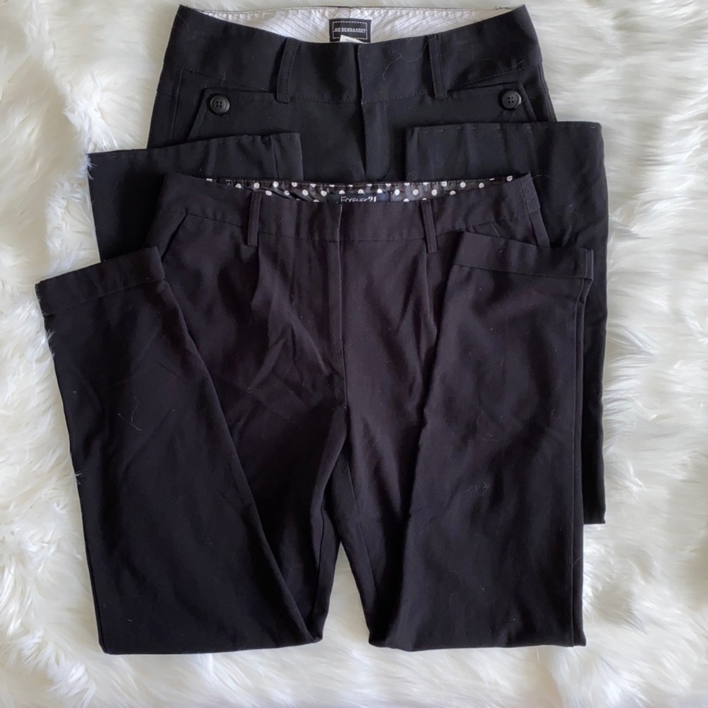 LOT of 2 black work pants, wide legged and skinny/tapered